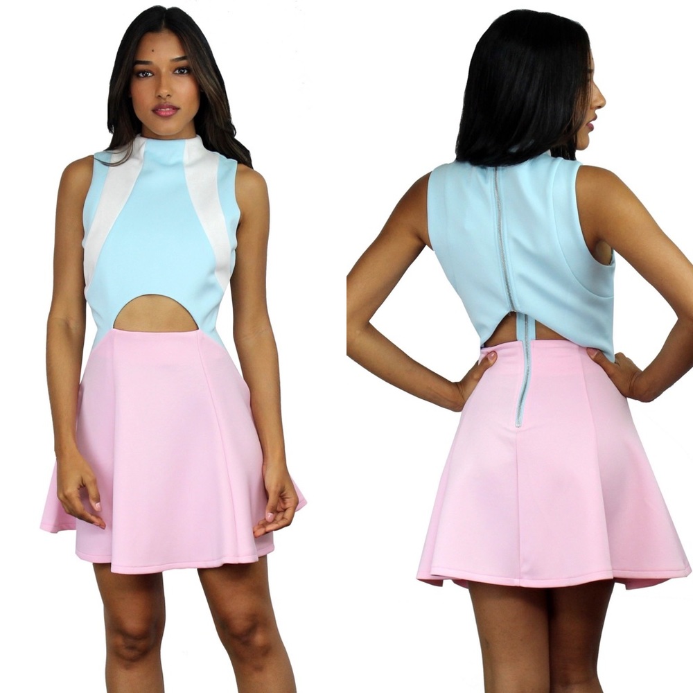 Be the Cutest Girl Ever Baby Blue & Pink Dress